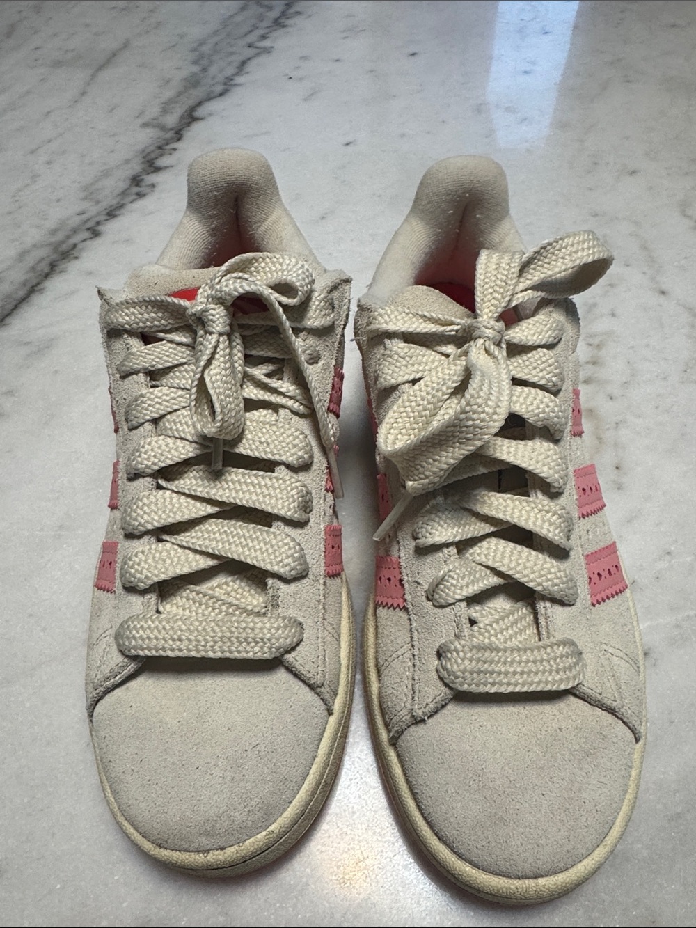 adidas Campus cream and pink Sneakers kids size 6 women’s size 7